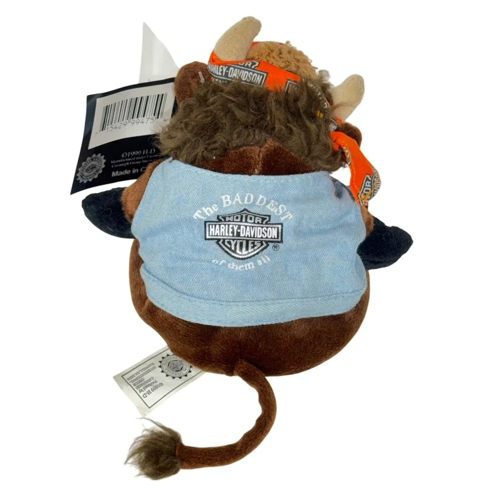 Harley-Davidson 1999 Torque the Bull Bean Bag Plush with Tags Bandana Jean Vest
